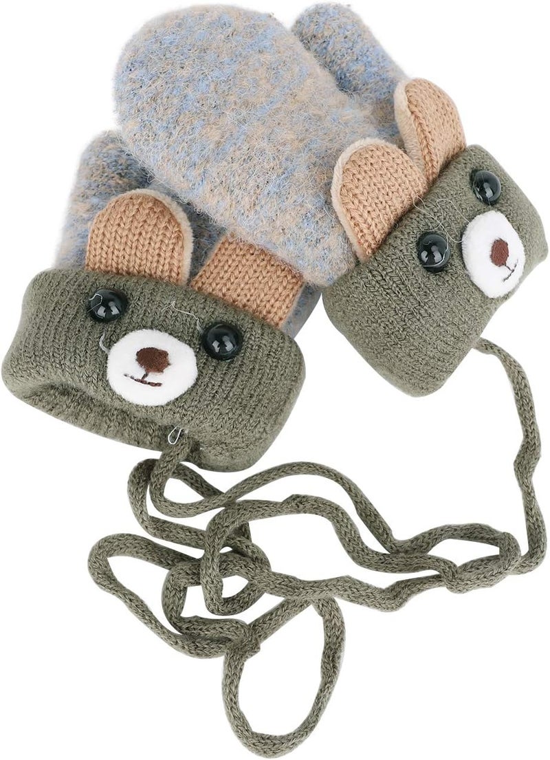 Clobeau Baby Mittens Warm Mitts Infant Full Finger Gloves Magic Snow Mittens on String - Image 2